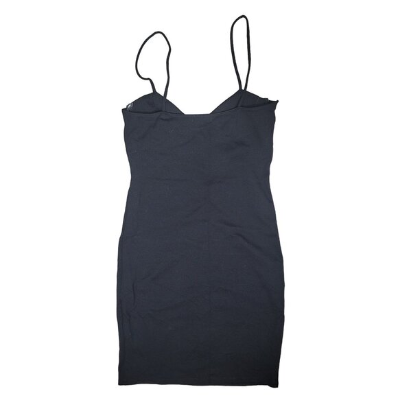 Haley & June Black Spaghetti Strap structure bodycon Dress L LBD - Picture 1 of 5